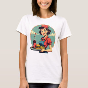 Süße Vintage 1950er Carhop Retro für Frauen T-Shirt