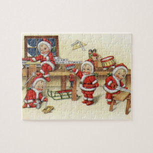 Süße Vintage-Baby-Weihnachtsmann-Illustration Puzzle