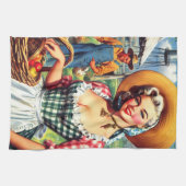 Süße Vintage-Bauer-Aufreißer Geschirrtuch (Horizontal)