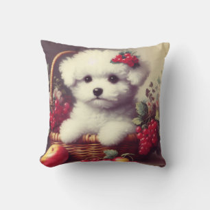 Süße Vintage-Bichon-Frisé-Malerei Kissen