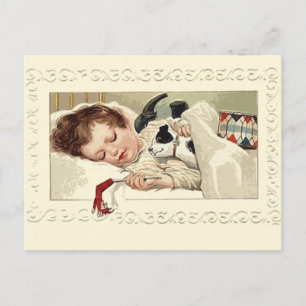 Süße Vintage-Bilder von schlafenden Mädchen auf Fe Postkarte