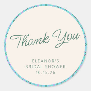 Süße Vintage Blau Grün Brautparty Dankeschön Runder Aufkleber