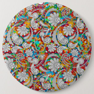 Süße vintage bunte weiße Paisley-Muster Button