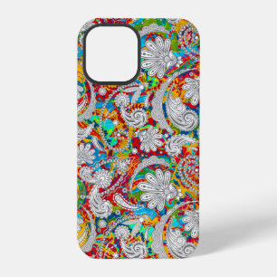 Süße vintage bunte weiße Paisley-Muster iPhone 12 Pro Hülle