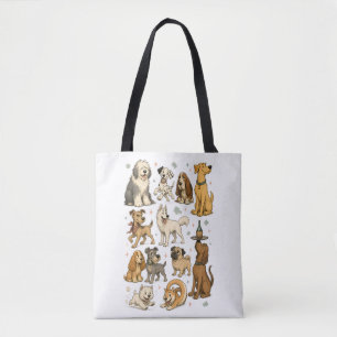 Süße Vintage-Cartoon-Hunderassen-ClipArt-Sammlung Tasche