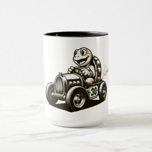 Süße Vintage-Cartoon-Schildkröte-Racer-Tri-Blend-S Tasse