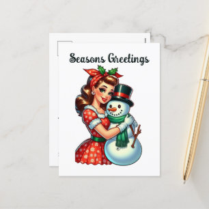 Süße vintage Dame Schneemann Weihnachten Nachricht
