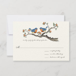Süße Vintage-Einladungen zur Hochzeit mit Blaumeis RSVP Karte