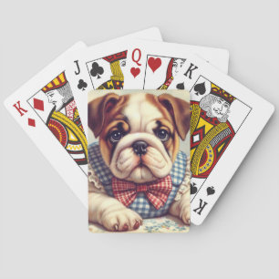 Süße Vintage-Englisch-Bulldogge-Kunst Spielkarten