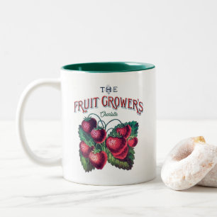 Süße Vintage-Erdbeeren Beeren Fügen Sie Ihren Name Zweifarbige Tasse