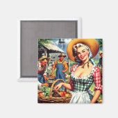 Süße Vintage-Farmer-Pinup Magnet (Vorderseite/Rückseite)
