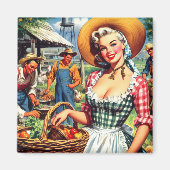 Süße Vintage-Farmer-Pinup Magnet (Vorne)