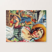 Süße Vintage-Farmer-Pinup Puzzle (Horizontal)