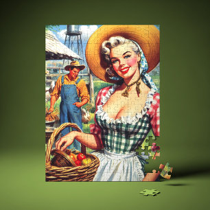 Süße Vintage-Farmer-Pinup Puzzle