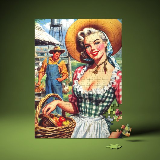 Süße Vintage-Farmer-Pinup Puzzle