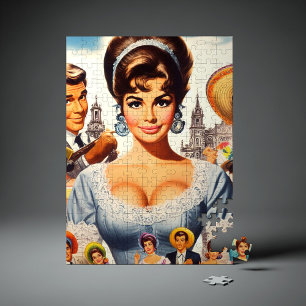 Süße Vintage-Frau Puzzle