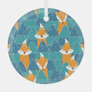 Süße Vintage-Füchse Illustration Ornament Aus Glas