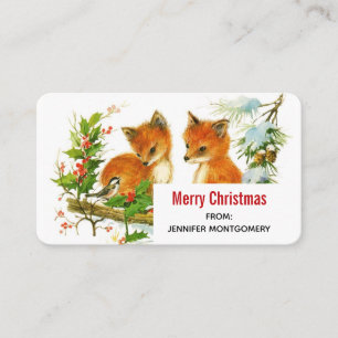 Süße Vintage-Füchse Retro Frohe Weihnachten Visitenkarte