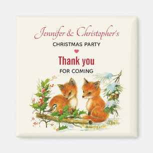 Süße Vintage-Füchse Retro-Weihnachtsfeier Danke Magnet
