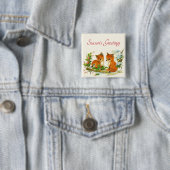 Süße Vintage-Füchse Retro-Weihnachtsszene Button (Beispiel)