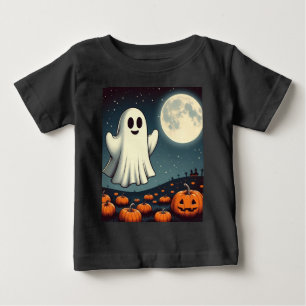 Süße, vintage Geist & Kürbis Halloween Kunst Baby T-shirt