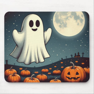 Süße, vintage Geist & Kürbis Halloween Kunst Mousepad