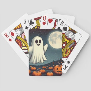 Süße, vintage Geist & Kürbis Halloween Kunst Spielkarten