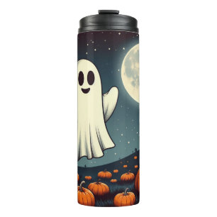 Süße, vintage Geist & Kürbis Halloween Kunst Thermosbecher