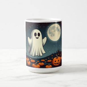 Süße Vintage-Geister- und Kürbis-Halloween-Kunst Kaffeetasse