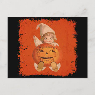 Süße Vintage-Halloween-Grüße Kürbis Postkarte