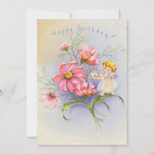Süße Vintage-Happy-Birthday-Fee Feiertagskarte