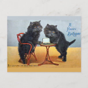 Süße Vintage-Happy-Birthday-Katze Postkarte