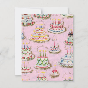 Süße Vintage-Happy-Birthday-Torten-Karte