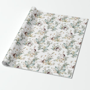 Süße Vintage-Hasen-Kaninchen Floral-Decoupage Geschenkpapier