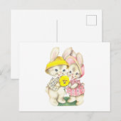 Süße Vintage-Hasen mit Stiefmütterchen-Blume Postkarte (Vorne/Hinten)