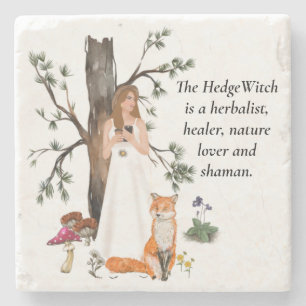 Süße Vintage-Hexenfee-Positive-Quote-Fuchs Steinuntersetzer