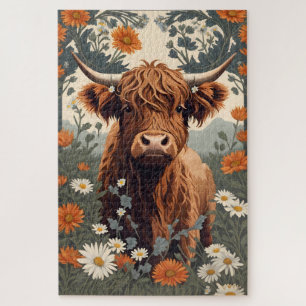 Süße Vintage-Hochlandkuh Puzzle