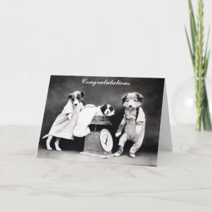 Süße Vintage-Hund-Geburtsglückwünsche Karte