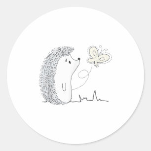 Süße Vintage-Igel- und Schmetterlingskunst & Gesch Runder Aufkleber
