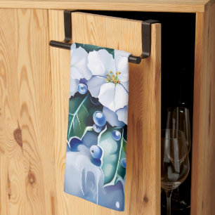 Süße vintage-inspirierte blaue Weihnachtsflorals Geschirrtuch