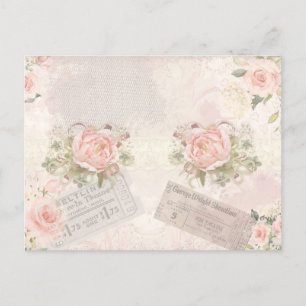 Süße vintage-inspirierte Rosen und Tickets Postkarte