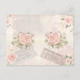 Süße vintage-inspirierte Rosen und Tickets Postkarte