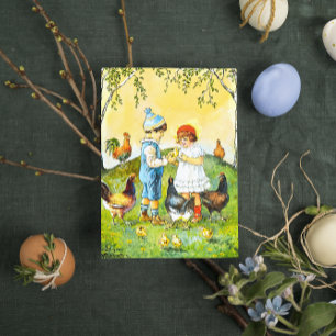 Süße Vintage Jenny Nyström Frohe Ostern Postkarte