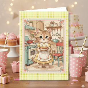 Süße Vintage-Katze Alles Gute zum Geburtstag Karte