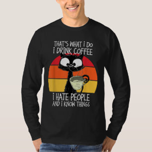 Süße Vintage-Katze Retro-Katze Kaffee-Katze Schwar T-Shirt