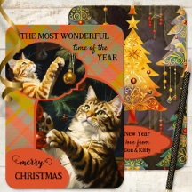 Süße Vintage-Katzen Karo Frohe Weihnachten
