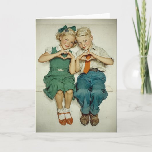 Süße Vintage-Kinderherzen Karte (Vorderseite)