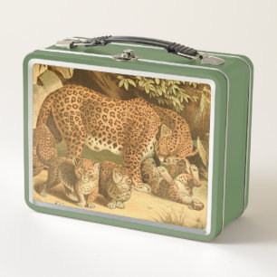 Süße Vintage-Leopardenliebhaber Metall Brotdose