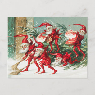 Süße Vintage lustige Weihnachtsmann Weihnachtselfe Postkarte