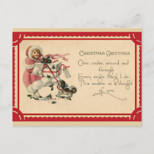 Süße Vintage-Mädchen-Weihnachtsgrüße Postkarte